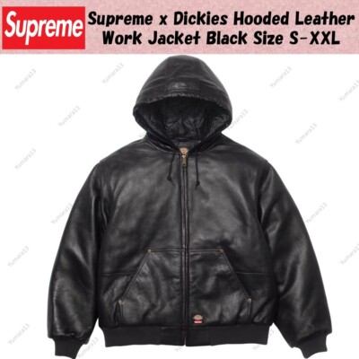 Supreme x Dickies Hooded Leather Work Jacket Black Size S Supreme x Dickies Hooded Leather Work Jacket Black Size S