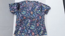 Michael scrubs top blue with butterfly print size L