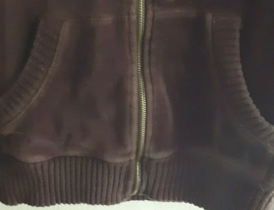 Suéter Merona Mujer Cremallera Completa Talla M Marrón Cuello Alto Mezcla Algodón Usado Foto 3 de 3