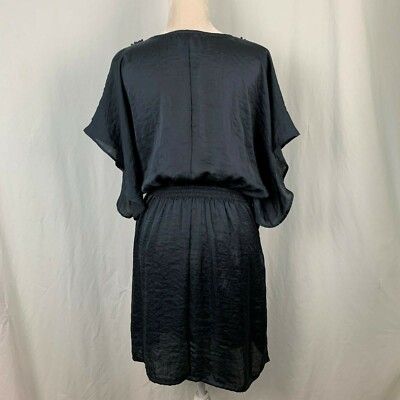 Kimono Sleeve Blouson Dress Womens M Black Applique Beaded | eBay