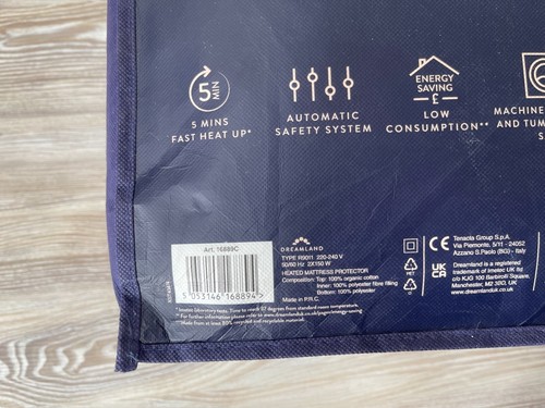 Dreamland Heated Underblanket Snowed In Organic Cotton King Size - NEW RRP £150 - Picture 5 of 5