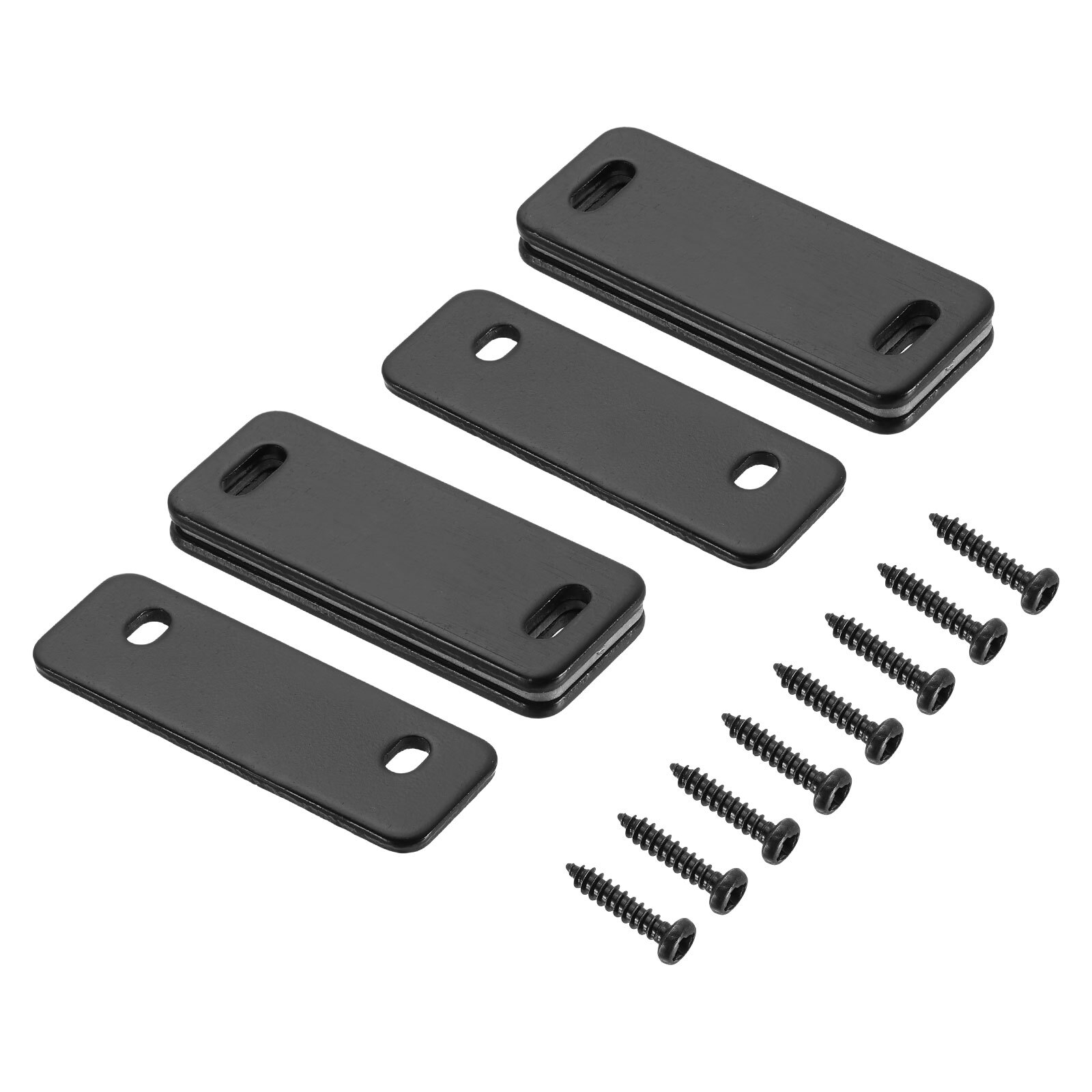 2 Set Cabinet Door Catch, Thin Latch Lock Metal Adhesive for Cupboard, Black