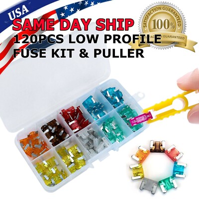120 pc Low profile Mini  Car Fuse Auto Car Motorcycle SUV Fuses Kit APM ATM  