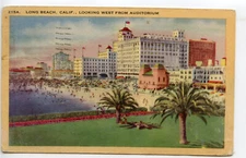 1945 Long Beach Looking West California Postcard 215A Longshaw Card Co.