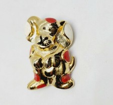 Puppy Dog Brooch Enamel Gold Tone Pin Begging for Treat Dog Adorable Vintage 