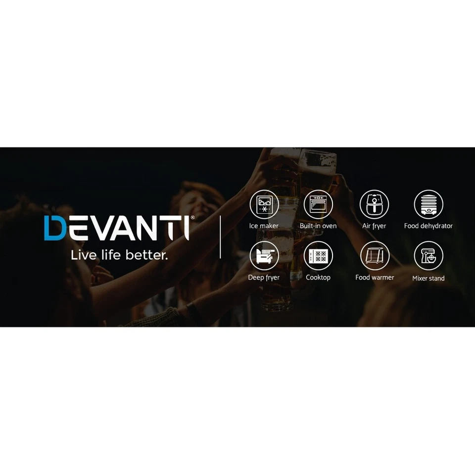 Devanti Portable Ice Maker Machine Ice Cube Tray 12kg Bar Countertop Black - image 2 of 4