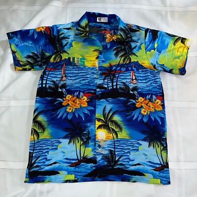 Vintage V.H.O L.L.I.S. Hawaiian Button Down Men's Size Medium