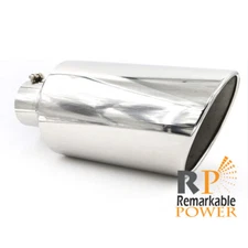 Inlet 4" Outlet 8" 18" Exhaust Tip Single Layer 20 Angled Cut Rolled Edge