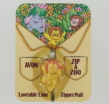 Vintage 1983 Avon Zip A Zoo Zipper Pull Charm - Loveable Lion