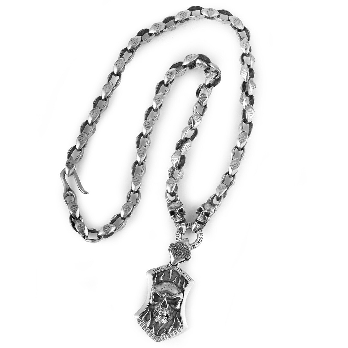 Harley Davidson 925 Sterling silver heavy biker Skull Pendant