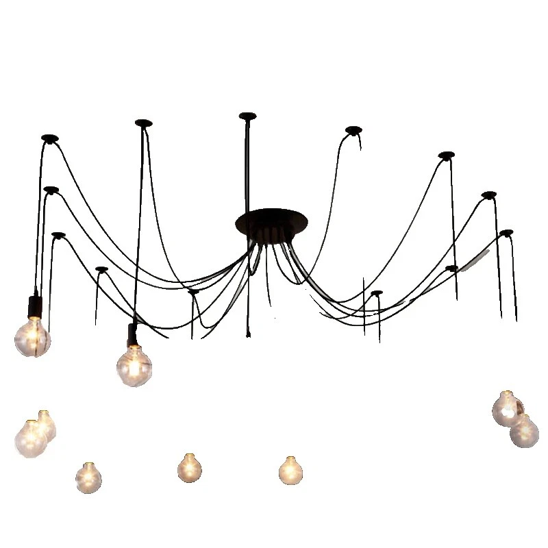 Candelabros de cristal Edison Negro y luminarias de techo