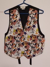 Vintage 1994 Looney Tunes Waistcoat Tuxedo Vest Mens American Flag Character