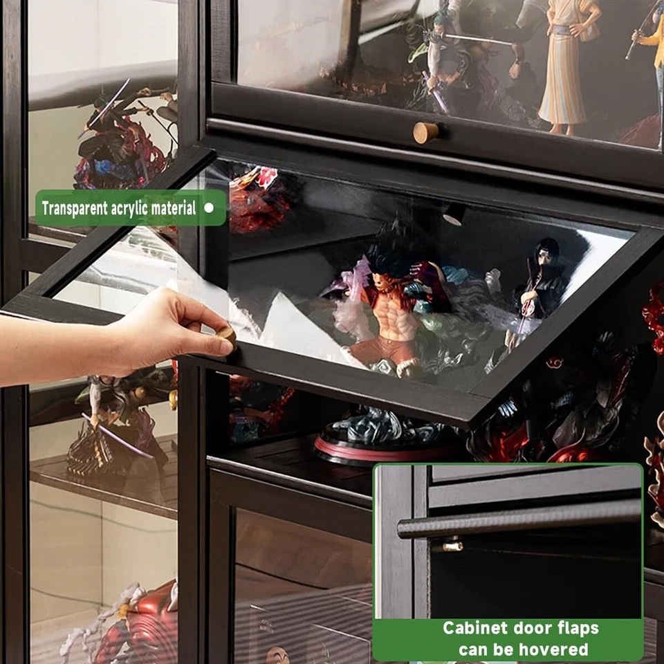 Hochschrank Vitrinenschrank Acryl Sammlervitrine Aufbewahrungsschrank Schwarz DE - Bild 4 von 4