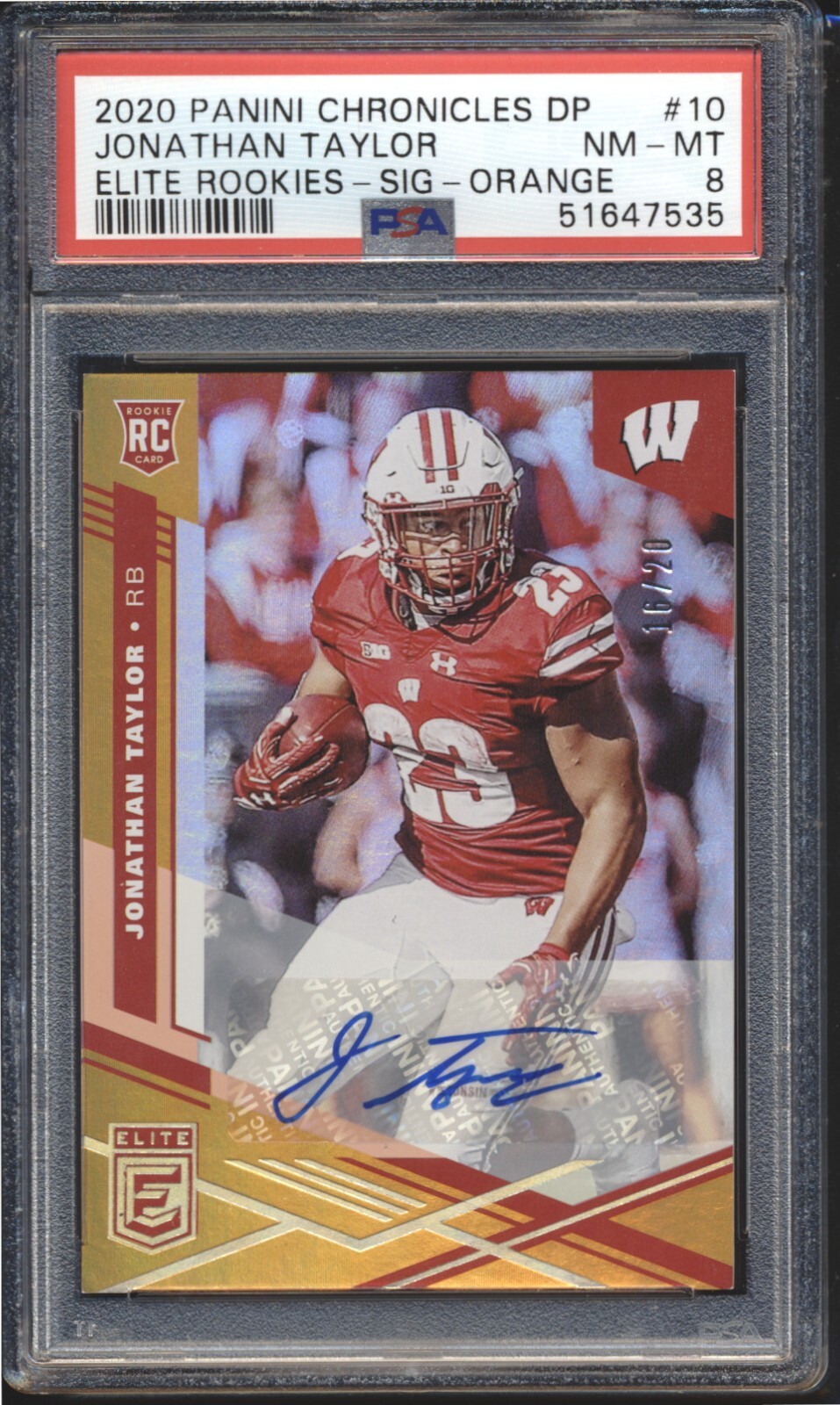 Jonathan Taylor Panini Chronicles Draft Picks Elite Rookies #10 Signature-Orange