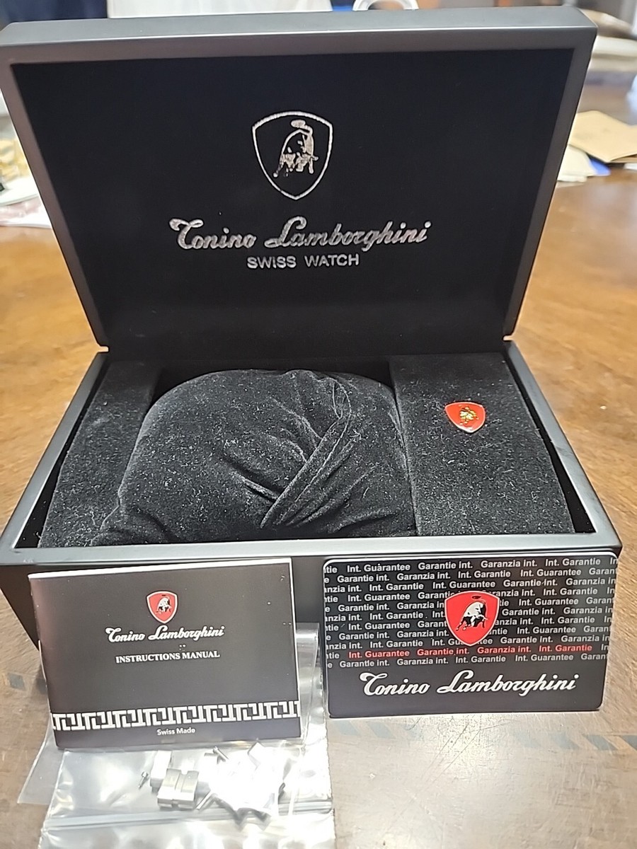 Conino Lamborghini Watch Box Manual Links Owners Card and Pin NO