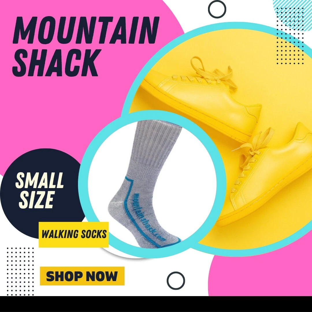 4 PAIRS Mountainshack Walking Socks for Men and Women_Small size_Blue/Grey_NEW