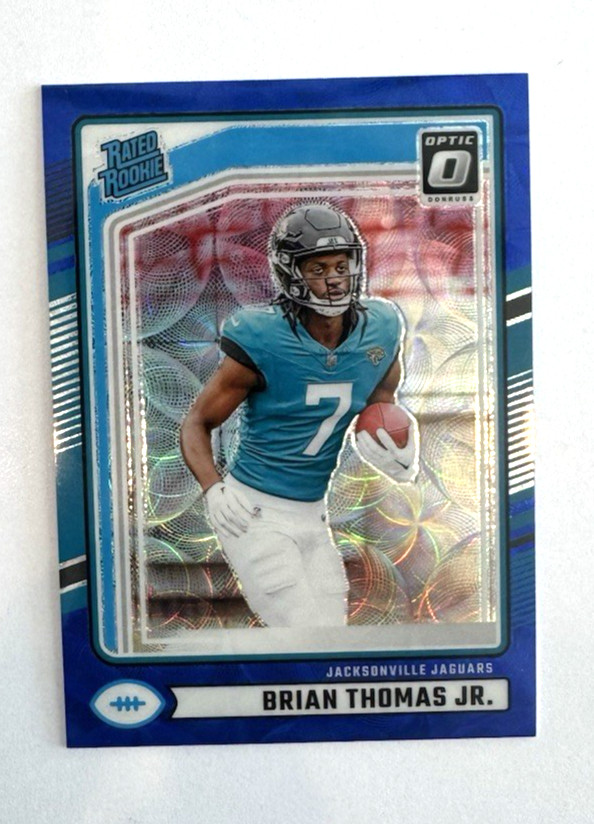 Brian Thomas Jr. 2024 Donruss Optic Preview Blue Scope Prizm Rated Rookie #313
