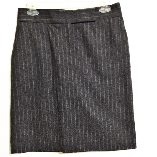 J. Crew Pencil Skirt Gray Pinstripe Size 2 Wool Blend
