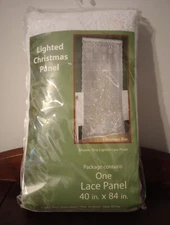 Vintage Quaker LIGHTED Christmas Tree Panel 40 x 84 LACE White Light Up NEW