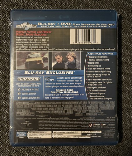 "THE BOURNE SUPREMACY" BLU-RAY + DVD (NEW SEALED) MATT DAMON 2004 - Bild 2 von 2
