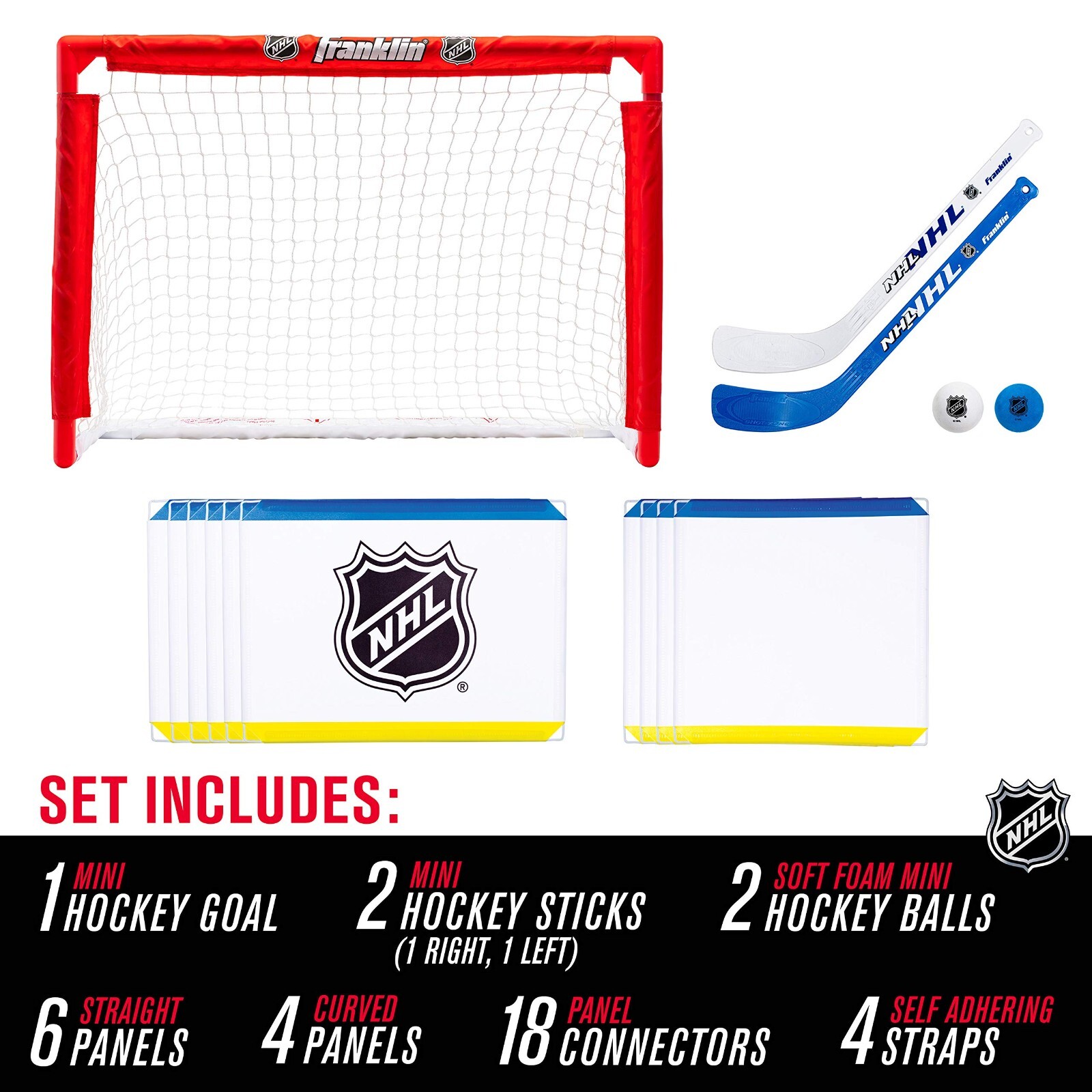 Franklin Sports Mini Hockey Rink Set Half Rink Knee Hockey Goal, Mini
