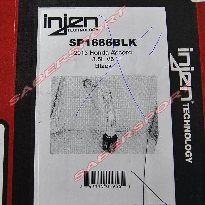 Kit de admisión de aire frío negro Injen SP1686BLK para Honda Accord 2013-2017 3,5 L V6 Foto 3 de 4