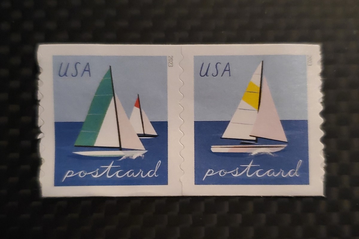 切手23 USPS 2023 48¢ Sailboats 2 Coil Postcard Rate Stamps Scott 5749