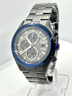 Citizen Men's Eco-Drive Black/Blue WR100 Chronograph 40mm Watch