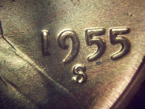 1955 S Yellow Jacket Error BU Bronze Large Die Chips, die cracks REV /Clash OBV - Picture 9 of 12