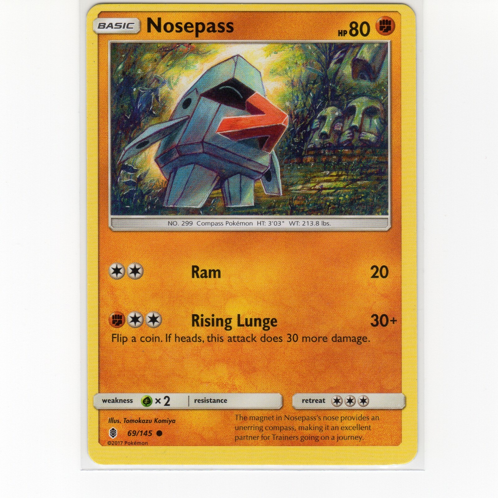 Pokemon TCG Nosepass 69/145 SM-Guardians Rising Regular Common Card 2017 EN-LP 