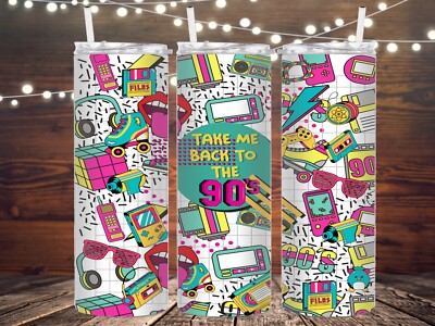 Take Me Back To The 90s Tumbler, retro, metal tumbler, reusable, water bottle
