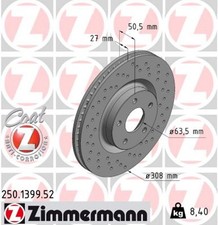 2x ZIMMERMANN Bremsscheibe SPORT Z 250.1399.52 für FORD FOCUS 4 HN Turnier HP 3