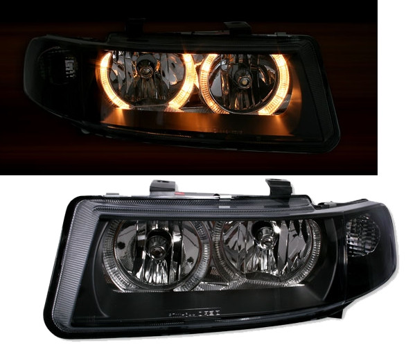 Angel Eyes Scheinwerfer Set FüR Seat Leon Toledo 1M 99- H7 Links Rechts Schwarz-image