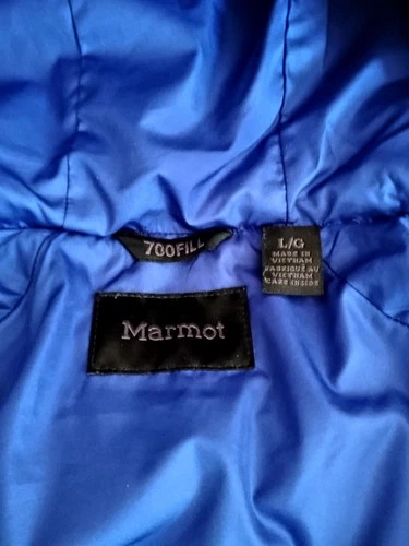 Marmot Girls Large Insulated Puffer Jacket Full Zip Hood Blue or S Small Women's image 5