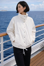 ZARA White COTTON HIGH NECK OVERSIZED SEAM DETAIL JACKET sz S 4341/729 Trendy