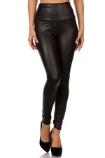 High Waisted Matte Faux Leather Leggings Black S