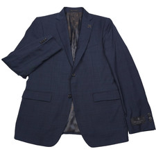John Varvatos Bleecker Suit Jacket Mens 38S Blue Plaid Wool Reda Super 110s