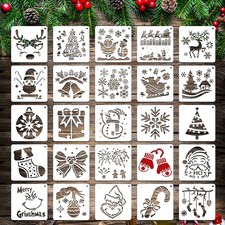 25 Pcs Christmas Stencils Reusable, 6x6 inch Christmas Stencils for Painting ...