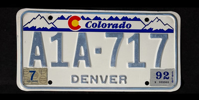Denver County Colorado designer license plate A1A717
