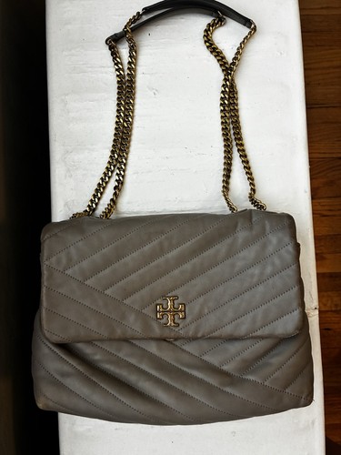 Tory Burch Kira Chevron Gray (Heron) Quilted Shoulder Bag
