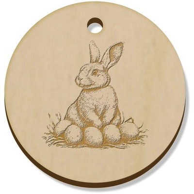 11 x 34mm 'Osterhase mit Eiern' Holz Anhänger/Charms (PN00074103)