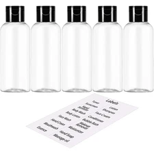5 Pack 3.4 oz Travel Size Bottles for Toiletries Refillable Liquid with Labels