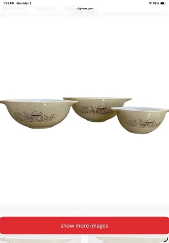 Vintage Pyrex Cinderella Forest Fancies Mushroom Nesting Mixing Bowls Set of 3