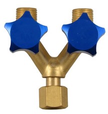 Gas Double Outlet with Y Piece Adaptor Valves *RH* OXYGEN / ARGON - BLUE