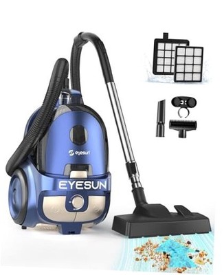 Baggless Canister Vacuum Cleaner,1600W Powerful High-Suction Blue&sliver