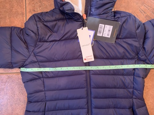 Save the Duck blu navy parka donna piumino con cappuccio giacca ultraleggero etichette - Foto 13 di 20