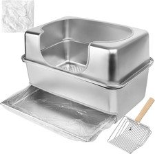 Extra Large Stainless Steel Sifting Litter Box with Removable Drawer for Cats