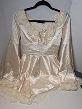Cider Dress, Woman's M, Polyester, Lined, Short, Flair Sleeve, Cream Color