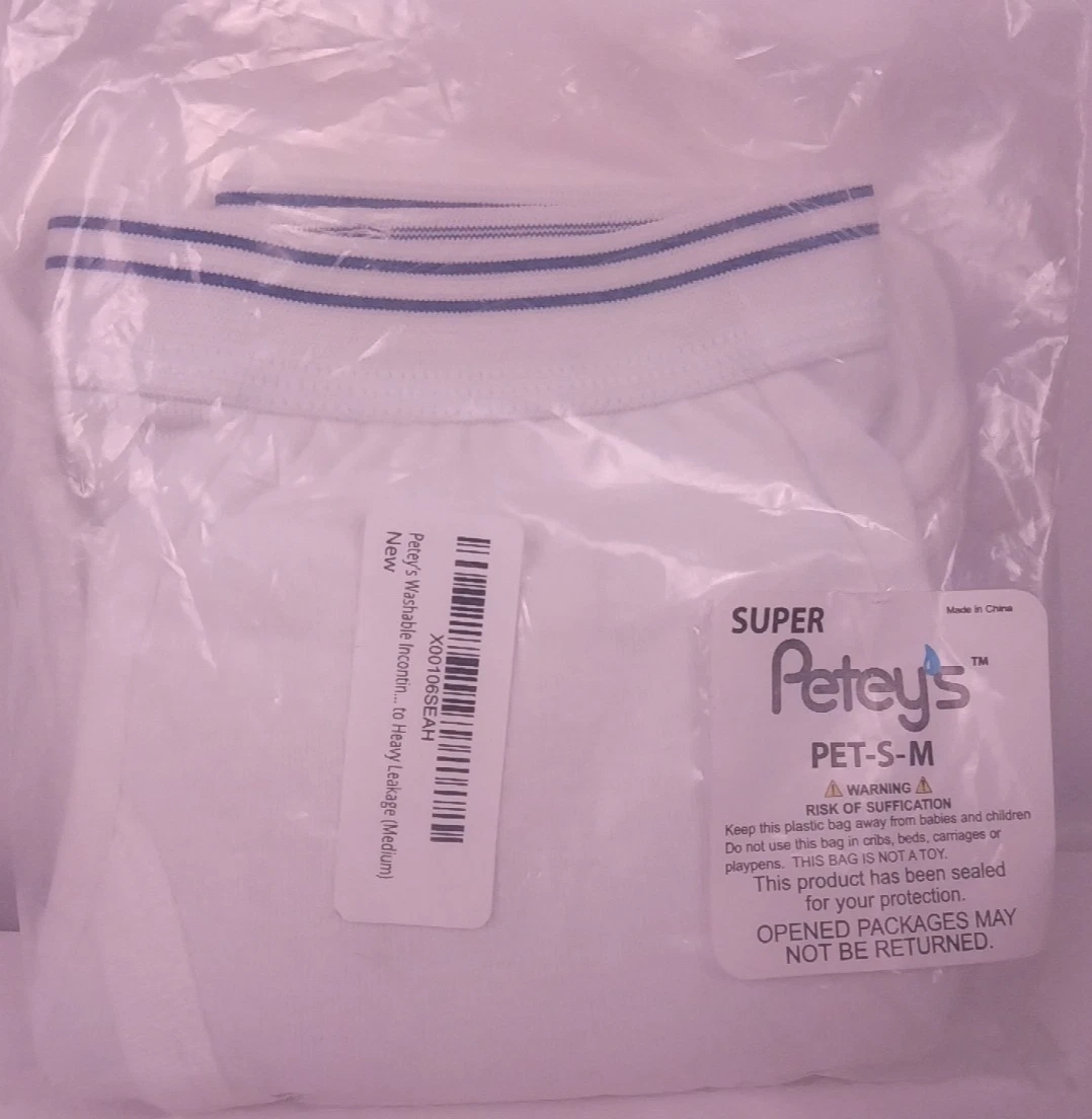 Super Peteys Mens White Washable Incontinence Brief Size M - New. (CL)