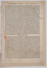 1497 St. Jerome Contra Jovinianum Incunable Bifolium Latin Leaf